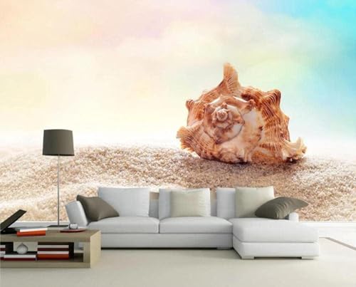 Ästhetik Einfache Stereo Strandmuschel 3D Tapete Mit Einfacher Anbringung Büro Wohnzimmer Sofa Schlafzimmer TV Hintergrund Wanddekoration-350cm×256cm von Wallpaper-3D-XLM