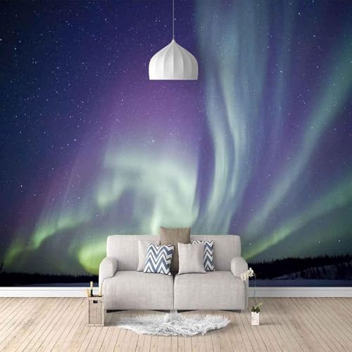 Ästhetik Grüner Himmel Aurora 3D Tapete Mit Einfacher Anbringung Büro Wohnzimmer Sofa Schlafzimmer TV Hintergrund Wanddekoration-150cm×105cm von Wallpaper-3D-XLM