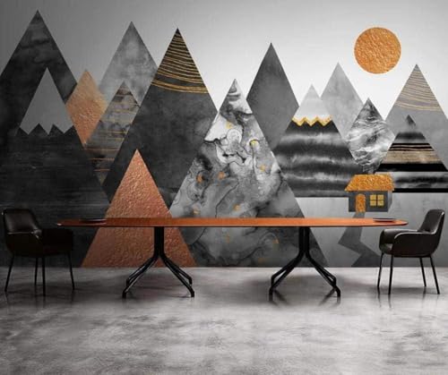 Abstrakt Geometrisch Berge Sonnenaufgang Kunst 3D Tapete Mit Einfacher Anbringung Büro Wohnzimmer Sofa Schlafzimmer TV Hintergrund Wanddekoration-150cm×105cm von Wallpaper-3D-XLM