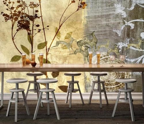 Abstrakte Vintage Blätter Elch Kunst 3D Tapete Mit Einfacher Anbringung Büro Wohnzimmer Sofa Schlafzimmer TV Hintergrund Wanddekoration-200cm×140cm Abstrakte Vintage Blätter Elch Kunst 3D Tapete Mit Einfacher Anbringung Büro Wohnzimmer Sofa Schlafzimmer TV Hintergrund Wanddekoration-200cm×140cm von Wallpaper-3D-XLM
