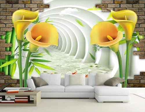 Dreidimensionale Backsteinmauer Blumen Raumerweiterung 3D Tapete Mit Einfacher Anbringung Büro Wohnzimmer Sofa Schlafzimmer TV Hintergrund Wanddekoration-400cm×280cm von Wallpaper-3D-XLM
