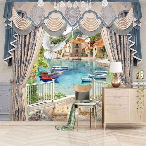 Dreidimensionale Vorhänge Balkon Fluss Gebäude 3D Tapete Mit Einfacher Anbringung Büro Wohnzimmer Sofa Schlafzimmer TV Hintergrund Wanddekoration-250cm×170cm Dreidimensionale Vorhänge Balkon Fluss Gebäude 3D Tapete Mit Einfacher Anbringung Büro Wohnzimmer Sofa Schlafzimmer TV Hintergrund Wanddekoration-250cm×170cm von Wallpaper-3D-XLM