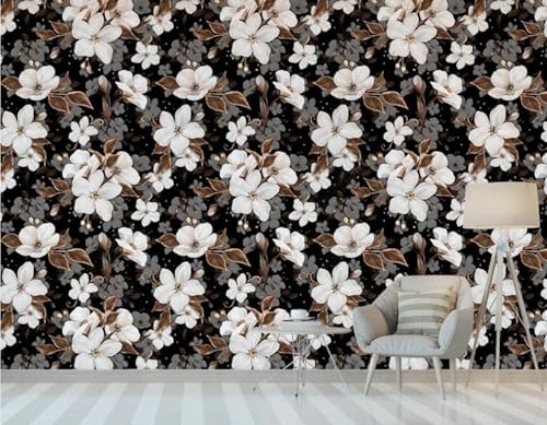 Einfache Dreidimensionale Pflanzen Weiße Blumen 3D Tapete Mit Einfacher Anbringung Büro Wohnzimmer Sofa Schlafzimmer TV Hintergrund Wanddekoration-150cm×105cm von Wallpaper-3D-XLM