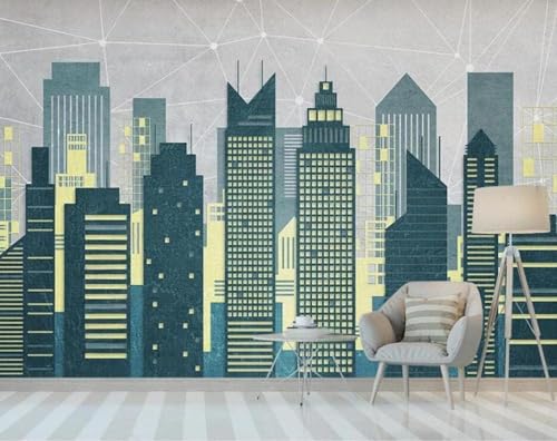 Einfache Geometrie Stereoskopische Stadtarchitektur 3D Tapete Mit Einfacher Anbringung Büro Wohnzimmer Sofa Schlafzimmer TV Hintergrund Wanddekoration-200cm×140cm von Wallpaper-3D-XLM