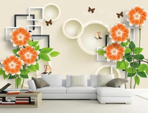 Einfache Geometrische Blume Schmetterling 3D Tapete Mit Einfacher Anbringung Büro Wohnzimmer Sofa Schlafzimmer TV Hintergrund Wanddekoration-300cm×210cm von Wallpaper-3D-XLM
