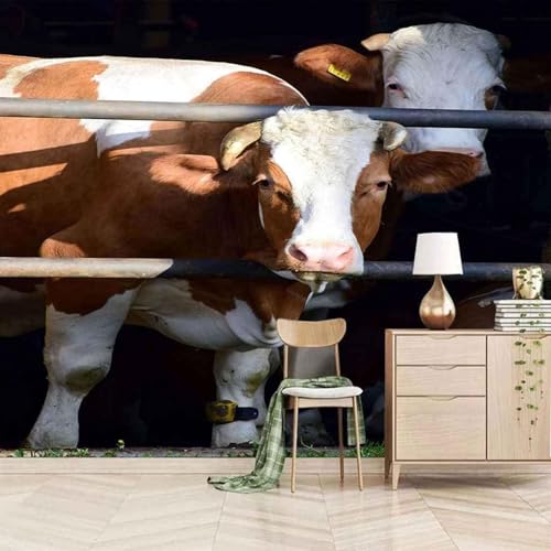 Einfache Kubische Tier Kuh Kunst 3D Tapete Mit Einfacher Anbringung Büro Wohnzimmer Sofa Schlafzimmer TV Hintergrund Wanddekoration-350cm×256cm von Wallpaper-3D-XLM