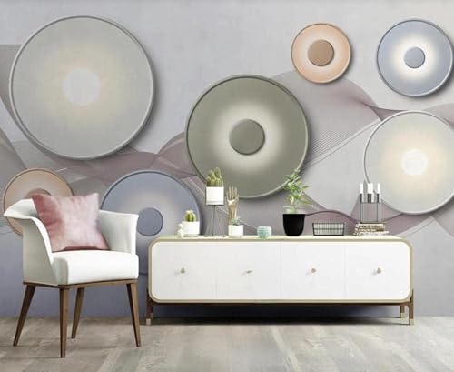Einfacher Stereoskopischer Geometrischer Kreis Kunst 3D Tapete Mit Einfacher Anbringung Büro Wohnzimmer Sofa Schlafzimmer TV Hintergrund Wanddekoration-200cm×140cm von Wallpaper-3D-XLM