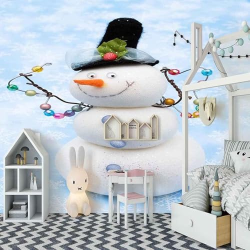Einfacher Stereoskopischer Schneemann Kreativ Personalisiert 3D Tapete Mit Einfacher Anbringung Büro Wohnzimmer Sofa Schlafzimmer TV Hintergrund Wanddekoration-150cm×105cm von Wallpaper-3D-XLM