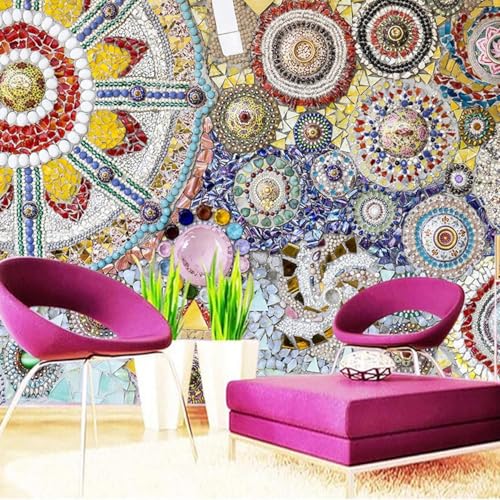 Gemusterte Vintage Fliesen Und Farbblockkunst Aus Glas 3D Tapete Mit Einfacher Anbringung Büro Wohnzimmer Sofa Schlafzimmer TV Hintergrund Wanddekoration-200cm×140cm Gemusterte Vintage Fliesen Und Farbblockkunst Aus Glas 3D Tapete Mit Einfacher Anbringung Büro Wohnzimmer Sofa Schlafzimmer TV Hintergrund Wanddekoration-200cm×140cm von Wallpaper-3D-XLM