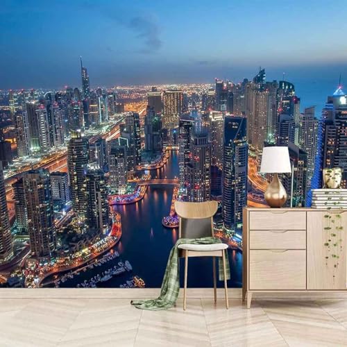 Große Dreidimensionale Stadt Gebäude Fluss 3D Tapete Mit Einfacher Anbringung Büro Wohnzimmer Sofa Schlafzimmer TV Hintergrund Wanddekoration-400cm×280cm von Wallpaper-3D-XLM