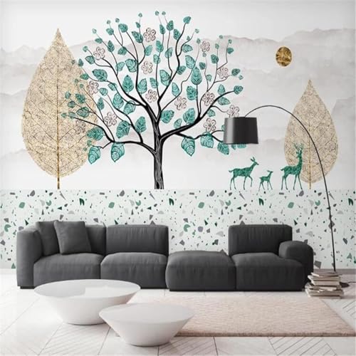 Hand Gemalt Kunst Blattgold Baum Elch Berggipfel 3D Tapete Mit Einfacher Anbringung Büro Wohnzimmer Sofa Schlafzimmer TV Hintergrund Wanddekoration-200cm×140cm Hand Gemalt Kunst Blattgold Baum Elch Berggipfel 3D Tapete Mit Einfacher Anbringung Büro Wohnzimmer Sofa Schlafzimmer TV Hintergrund Wanddekoration-200cm×140cm von Wallpaper-3D-XLM