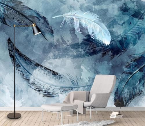 Handgemalte Kunst Graffiti Blaue Feder Vintage 3D Tapete Mit Einfacher Anbringung Büro Wohnzimmer Sofa Schlafzimmer TV Hintergrund Wanddekoration-300cm×210cm Handgemalte Kunst Graffiti Blaue Feder Vintage 3D Tapete Mit Einfacher Anbringung Büro Wohnzimmer Sofa Schlafzimmer TV Hintergrund Wanddekoration-300cm×210cm von Wallpaper-3D-XLM