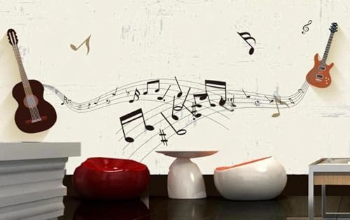 Handgezeichnete Einfache Musikinstrumente Musiknoten 3D Tapete Mit Einfacher Anbringung Büro Wohnzimmer Sofa Schlafzimmer TV Hintergrund Wanddekoration-150cm×105cm von Wallpaper-3D-XLM
