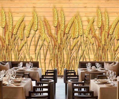 Holzmaserung Dreidimensional Gold Weizen Kreativität 3D Tapete Mit Einfacher Anbringung Büro Wohnzimmer Sofa Schlafzimmer TV Hintergrund Wanddekoration-200cm×140cm von Wallpaper-3D-XLM