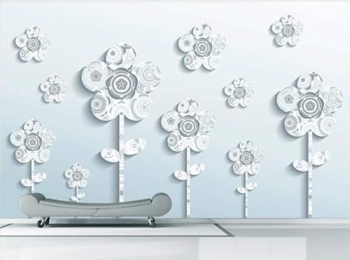 Mode Blume einfache weiße Schlafzimmer Wand Wandbild Wanddekoration fototapete 3d Tapete effekt Vlies wandbild Schlafzimmer-250cm×170cm von Wallpaper-3D-XLM