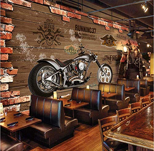 Personalisierung Benutzerdefinierte Retro Motorrad Ziegel Tapete Restaurant Cafe Kreative Dekorationen 3D Geprägte Wandbild 3 D fototapete 3d Tapete effekt Vlies wandbild Schlafzimmer-200cm×140cm von Wallpaper-3D-XLM