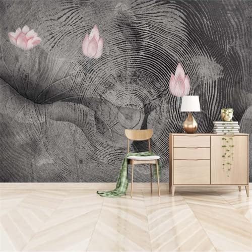 Pflanze Lotusblume Tinte Einfach 3D Tapeten Büro Wohnzimmer Sofa Schlafzimmer Tv Hintergrund Wand Dekoration-350cm×256cm von Wallpaper-3D-XLM