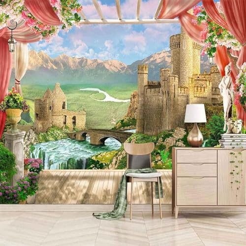 Schloss Bergwiese Fluss Blume 3D Tapete Mit Einfacher Anbringung Büro Wohnzimmer Sofa Schlafzimmer TV Hintergrund Wanddekoration-250cm×170cm Schloss Bergwiese Fluss Blume 3D Tapete Mit Einfacher Anbringung Büro Wohnzimmer Sofa Schlafzimmer TV Hintergrund Wanddekoration-250cm×170cm von Wallpaper-3D-XLM