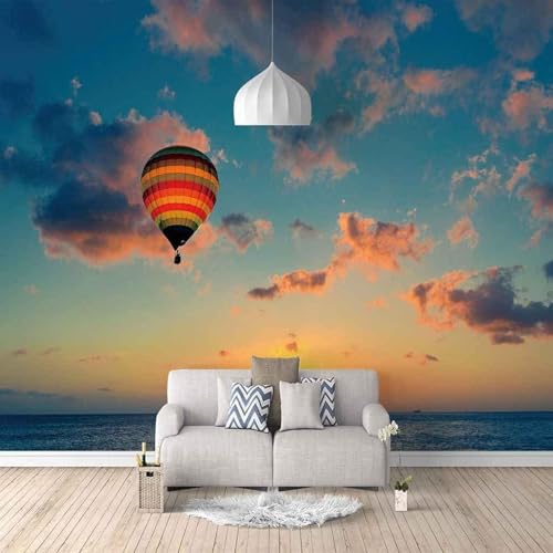 Schöne Dreidimensionale Heißluftballon Dämmerung Das Meer 3D Tapete Mit Einfacher Anbringung Büro Wohnzimmer Sofa Schlafzimmer TV Hintergrund Wanddekoration-150cm×105cm von Wallpaper-3D-XLM