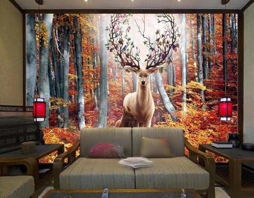 Stereo Schöner Roter Wald Elch 3D Tapete Mit Einfacher Anbringung Büro Wohnzimmer Sofa Schlafzimmer TV Hintergrund Wanddekoration-300cm×210cm Stereo Schöner Roter Wald Elch 3D Tapete Mit Einfacher Anbringung Büro Wohnzimmer Sofa Schlafzimmer TV Hintergrund Wanddekoration-300cm×210cm von Wallpaper-3D-XLM
