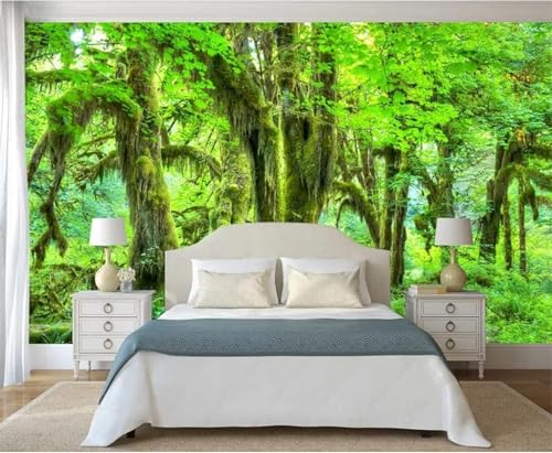 Stereoskopisch Stereoskopisch Einfacher Grüner Wald 3D Tapete Mit Einfacher Anbringung Büro Wohnzimmer Sofa Schlafzimmer TV Hintergrund Wanddekoration-150cm×105cm von Wallpaper-3D-XLM