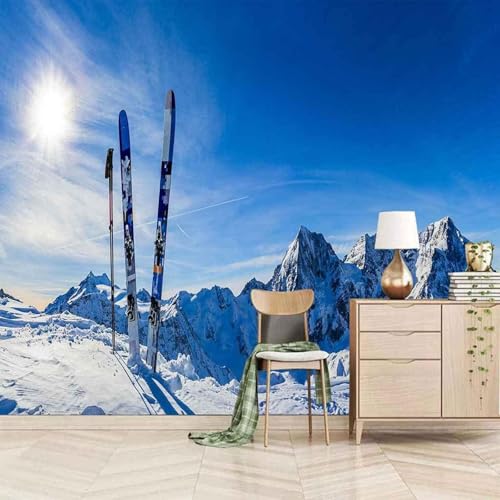 Stereoskopischer Sonnenschein Blauer Himmel Schneebedeckte Berge 3D Tapete Mit Einfacher Anbringung Büro Wohnzimmer Sofa Schlafzimmer TV Hintergrund Wanddekoration-150cm×105cm von Wallpaper-3D-XLM