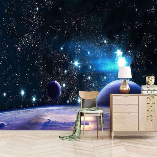Stereoskopisches Weltall Universum Planeten Sterne 3D Tapete Mit Einfacher Anbringung Büro Wohnzimmer Sofa Schlafzimmer TV Hintergrund Wanddekoration-150cm×105cm von Wallpaper-3D-XLM