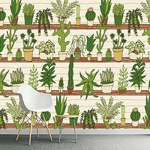 Vintage Hand Gemalt Kaktus Pflanze 3D Tapeten Büro Wohnzimmer Sofa Schlafzimmer Tv Hintergrund Wand Dekoration-430cm×300cm von Wallpaper-3D-XLM