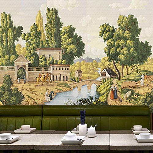 Beauty-Salon Tapete Manor Castle westlichen Malerei Holzwand Hintergrund Wand 8d fototapete 3d effekt tapete tapeten wald vintage-250cm×170cm von Wallpaper-3D-XYM