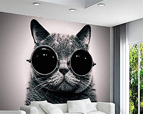 Benutzerdefinierte Tapete Europäische Kleidung Sonnenbrille Katze Niedlich Spielen Cool Kinderzimmer Hintergrund Wa Tapete wandpapier fototapete 3d effekt tapeten Wohnzimmer Schlafzimmer-150cm×105cm von Wallpaper-3D-XYM