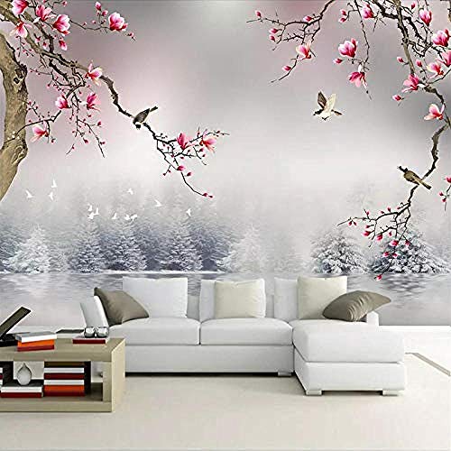Benutzerdefinierte Wandbild Fototapete Magnolien-Blumenvögel im chinesischen Stil Wohnzimmer Schlafzimmer 3D-Tapete Tapete wandpapier fototapete 3d effekt tapeten Wohnzimmer Schlafzimmer-250cm×170cm von Wallpaper-3D-XYM