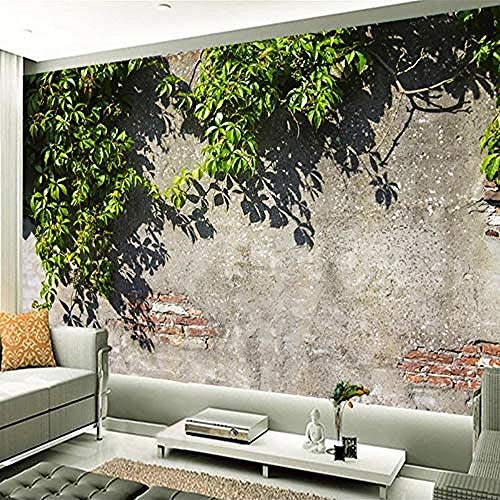 Branch Green Leaf Backsteinmauer Creative Series Benutzerdefinierte 4D Wallpaper Kunstdruck Wandmalerei Hd Print Po Tapete wandpapier fototapete 3d effekt tapeten Wohnzimmer Schlafzimmer-300cm×210cm von Wallpaper-3D-XYM