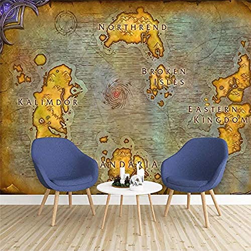 Europäische alte Karte Online-Spiel World Of Warcraft Karte Hintergrund Tapete für Schlafzimmer Wohnzimmer Esszimme wandpapier fototapete 3d effekt tapete tapeten Wohnzimmer Schlafzimmer-150cm×105cm von Wallpaper-3D-XYM