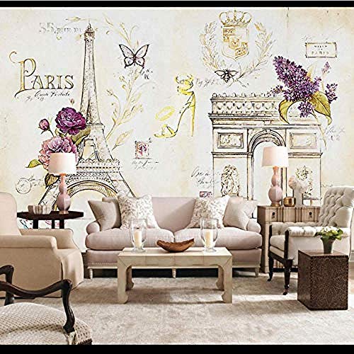 Foto 3D Paris Eisenturm Eiffeltapete Schloss Wohnzimmer Schlafzimmer Restaurant Cafe Wandbild Tapete Wanddekoration fototapete 3d Tapete effekt Vlies wandbild Schlafzimmer-250cm×170cm von Wallpaper-3D-XYM