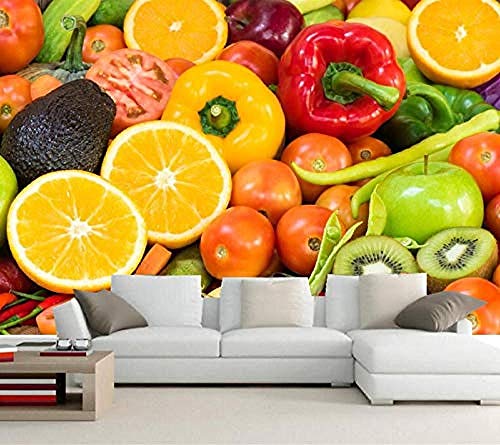 Geprägte Tapete Obst Gemüse Gemüse Tomaten Zitronen Tapeten Coffee Shop Restaurant Dinig Zimmer Küche Wandbilder Tapete wandpapier fototapete 3d effekt tapeten Wohnzimmer Schlafzimmer-150cm×105cm von Wallpaper-3D-XYM