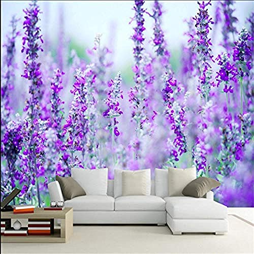 Großformatige benutzerdefinierte Tapete Lavendel Blumen Moderne minimalistische TV-Hintergrundbilder für die Innene Tapete wandpapier fototapete 3d effekt tapeten Wohnzimmer Schlafzimmer-400cm×280cm von Wallpaper-3D-XYM