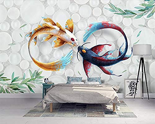 Mode Aquarell Koi Fisch Tier Serie Anpassen 3D Wallpaper Wanddekoration Kunst Hd Print Poster Bild Große Seide Für wandpapier fototapete 3d effekt tapete tapeten Wohnzimmer Schlafzimmer-150cm×105cm von Wallpaper-3D-XYM