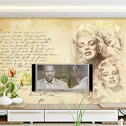 Persönlichkeit Hintergrund Tapeten Wohnzimmer TV Wand Bekleidungsgeschäft Retro-Pop-Stil Marilyn Monroe Plakat Tapete fototapete 3d effekt tapete tapeten wald vintage-250cm×170cm von Wallpaper-3D-XYM