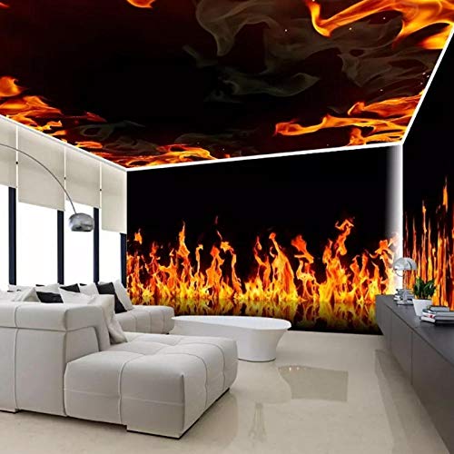 Tapetenwandbild Nordic brennende Flamme Tapete Dekoration Malerei ganze Haus Hintergrund Wand Hotel Thema Raum Tapete fototapete 3d effekt tapete tapeten wald vintage-200cm×140cm von Wallpaper-3D-XYM