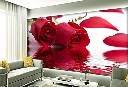 Vlies Tapete Rose Reflection Wandbild TV Hintergrund Foto Wandverkleidung Wanddekoration Tapete wandpapier fototapete 3d effekt tapeten Wohnzimmer Schlafzimmer-150cm×105cm von Wallpaper-3D-XYM
