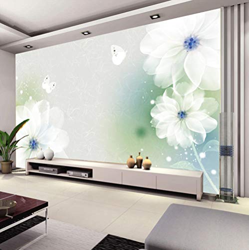 Vliestapete Europäische pastorale verträumte Blume warmes blaues Schlafzimmer Wohnzimmer Sofa TV Hintergrund Wandtapete fototapete 3d effekt tapete tapeten wald vintage-300cm×210cm von Wallpaper-3D-XYM