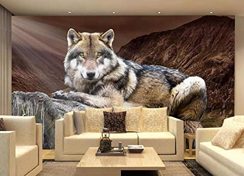 Fototapete 3D Effekt Tapete Hd Wolf Stumpf 3D Tapeten Wanddeko Wandbilder Wohnzimmer Schlafzimmer 350cm*256cm von WallpaperxMural