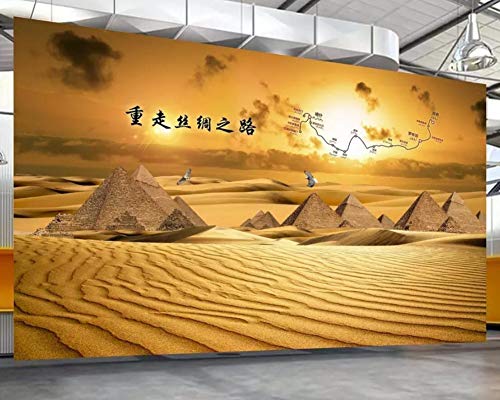 Tapete 3D Fototapete Seidenstraßen-Wüste Ägypten-Pyramide Tapeten 3D Effekt Vliestapete Moderne Wanddeko von WallpaperxMural