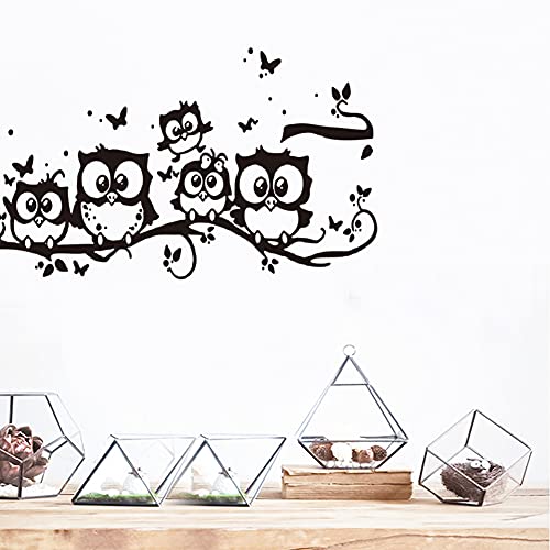 Wallpark 5 Niedlich Eulen Wandtattoo Schwarz Baum Ast Wandsticker, Kinder Kids Baby Hause Zimmer Kinderzimmer DIY Dekorativ Klebstoff Kunst Wandaufkleber von Wallpark