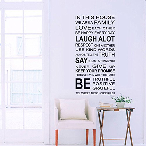 Wallpark Haus Regeln Englisch Zitate Abnehmbare Wandsticker Wandtattoo, Wohnzimmer Schlafzimmer Haus Dekoration Klebstoff DIY Kunst Wandaufkleber von Wallpark