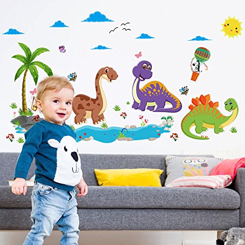 Wallpark Karikatur Dinosaurier Welt Abnehmbare Wandsticker Wandtattoo, Kinder Kids Baby Hause Zimmer Kinderzimmer DIY Dekorativ Klebstoff Kunst Wandaufkleber von Wallpark