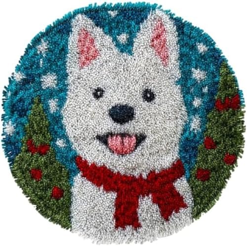 DIY Knüpfteppich Zum Selber Knüpfen,Niedliche Cartoon-Niedliche West Highland Terrier Hund,Knüpfpackungen Für Teppiche Zum Selbermachen Für Familie Und Freunde,Handarbeit,Bastelset,Geschenk,50x50cm von Wallphantom