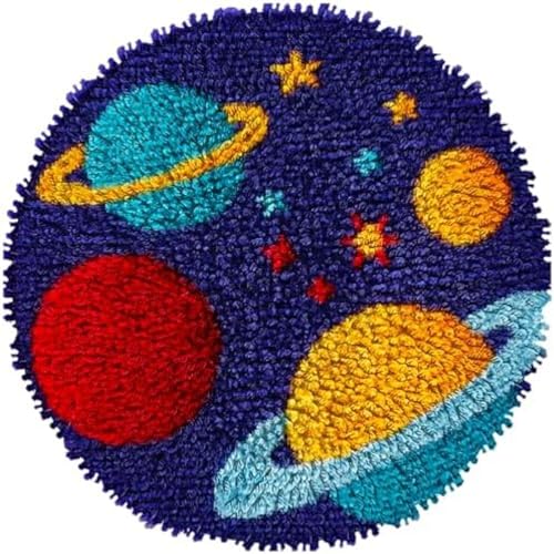 Knüpfhaken-Teppich-Set,Bunte Weltraumplaneten,DIY Knüpfteppich Zum Selber knüpfen,Knüpfsets Latch Hook Kit Selbst Knüpfen Set für Kinder und Erwachsene,50x50cm Knüpfhaken-Teppich-Set,Bunte Weltraumplaneten,DIY Knüpfteppich Zum Selber knüpfen,Knüpfsets Latch Hook Kit Selbst Knüpfen Set für Kinder und Erwachsene,50x50cm von Wallphantom