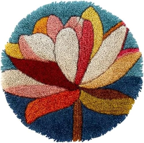 Wallphantom Diy-Teppich Knüpfstern,Abstrakte bunte Magnolienblume,DIY Embroidery Cushion Rug Unfinished Crochet Rug Set with Pre-Print,Latch Hook Kits for Children and Adults,50x50cm von Wallphantom