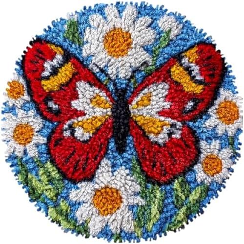 Wallphantom Knüpfen-Sets Latch Hook Rug,Schöner Schmetterling auf Gänseblümchen,Handarbeit Selbst Knüpfen Set,Vorgedrucktes Muster Teppich Stickerei Handwerk Für Erwachsene Handarbeiten,50x50cm Wallphantom Knüpfen-Sets Latch Hook Rug,Schöner Schmetterling auf Gänseblümchen,Handarbeit Selbst Knüpfen Set,Vorgedrucktes Muster Teppich Stickerei Handwerk Für Erwachsene Handarbeiten,50x50cm von Wallphantom